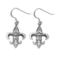 Load image into Gallery viewer, Sterling Silver Fleur De Lise Shaped Plain EarringsAnd Earring Height 22 mm