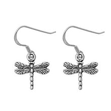 Load image into Gallery viewer, Sterling Silver Dragonfly Shaped Plain Earrings, Height 15 mm