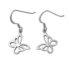 Sterling Silver Butterfly Stencil Shaped Plain EarringsAnd Earring Height 16 mm