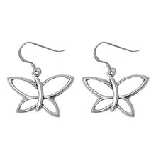 Load image into Gallery viewer, Sterling Silver Butterfly Shaped Plain EarringsAnd Earring Height 19 mm