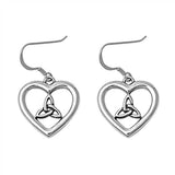 Sterling Silver Celtic Heart Shaped Plain EarringsAnd Earring Height 20 mm