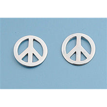 Load image into Gallery viewer, Sterling Silver Small Peace Sign Stud Earrings with Friction Back PostAnd Height 9MM