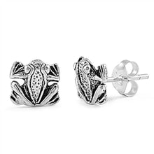 Load image into Gallery viewer, Sterling Silver Small Classy Frog Earrings with Fricton Back PostAnd Height 7MM