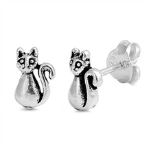 Load image into Gallery viewer, Sterling Silver Cat Shaped Small Stud EarringsAnd Earrings Height 7mm