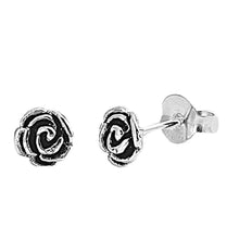 Load image into Gallery viewer, Sterling Silver Rose Shaped Small Stud EarringsAnd Earrings Height 5mm