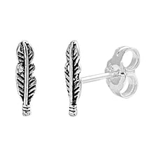 Load image into Gallery viewer, Sterling Silver Feather Shaped Small Stud EarringsAnd Earrings Height 10mm