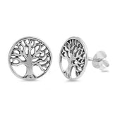 Sterling Silver Tree OF Wisdom Shaped Small Stud Earrings