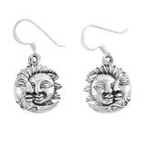 Sterling Silver Sun And Moon Shaped Plain EarringsAnd Earring Height 13 mm