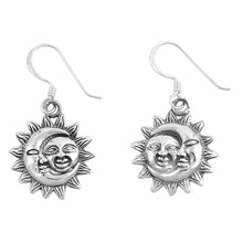 Load image into Gallery viewer, Sterling Silver Sun And Moon Shaped Plain EarringsAnd Earring Height 17 mm