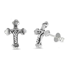 Load image into Gallery viewer, Sterling Silver Cross Shaped Small Stud EarringsAnd Earrings Height 10mm