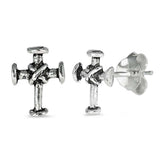 Sterling Silver Cross Shaped Small Stud EarringsAnd Earrings Height 9mm