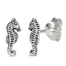 Load image into Gallery viewer, Sterling Silver Seahorse Shaped Small Stud EarringsAnd Earrings Height 8mm
