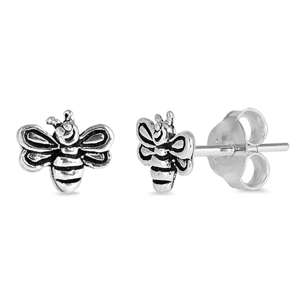 Sterling Silver Bee Small Stud Earrings