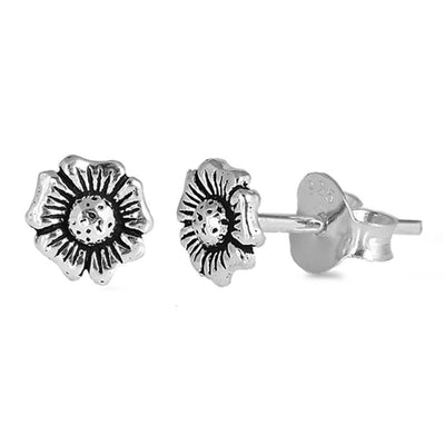 Sterling Silver Flower Shaped Small Stud Earrings And Earrings Height 5mm