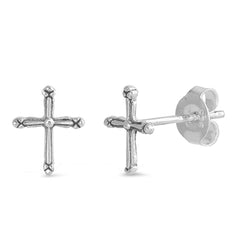 Sterling Silver Cross Small Stud EarringsAnd Earrings Height 9mm