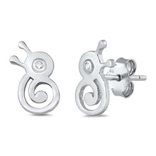 Load image into Gallery viewer, Sterling Silver Snail Small Stud Earrings with CZ