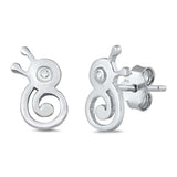 Sterling Silver Snail Small Stud Earrings with CZ