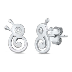 Sterling Silver Snail Small Stud Earrings with CZ