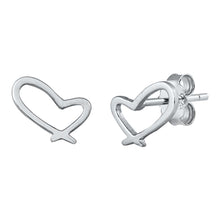 Load image into Gallery viewer, Sterling Silver Heart Small Stud Earrings with CZ