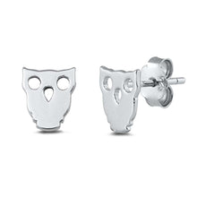 Load image into Gallery viewer, Sterling Silver Owl Small Stud Earrings with CZ