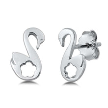 Load image into Gallery viewer, Sterling Silver Swan Small Stud Earrings with CZ