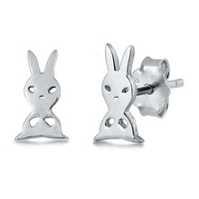 Load image into Gallery viewer, Sterling Silver Rabbit Small Stud Earrings with CZ