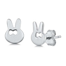 Load image into Gallery viewer, Sterling Silver Rabbit Small Stud Earrings with CZ