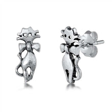 Load image into Gallery viewer, Sterling Silver Cat Small Stud Earrings