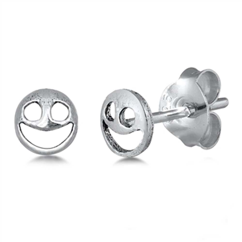 Sterling SilverSmiley Face Small Stud Earrings