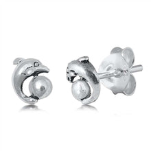 Load image into Gallery viewer, Sterling Silver Dolphin Small Stud Earrings
