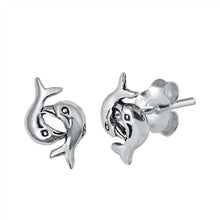 Load image into Gallery viewer, Sterling Silver Dolphin Small Stud Earrings