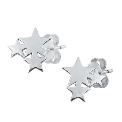 Sterling Silver Stars Small Stud Earrings