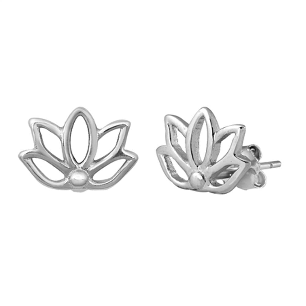 Sterling Silver Lotus Small Stud Earrings