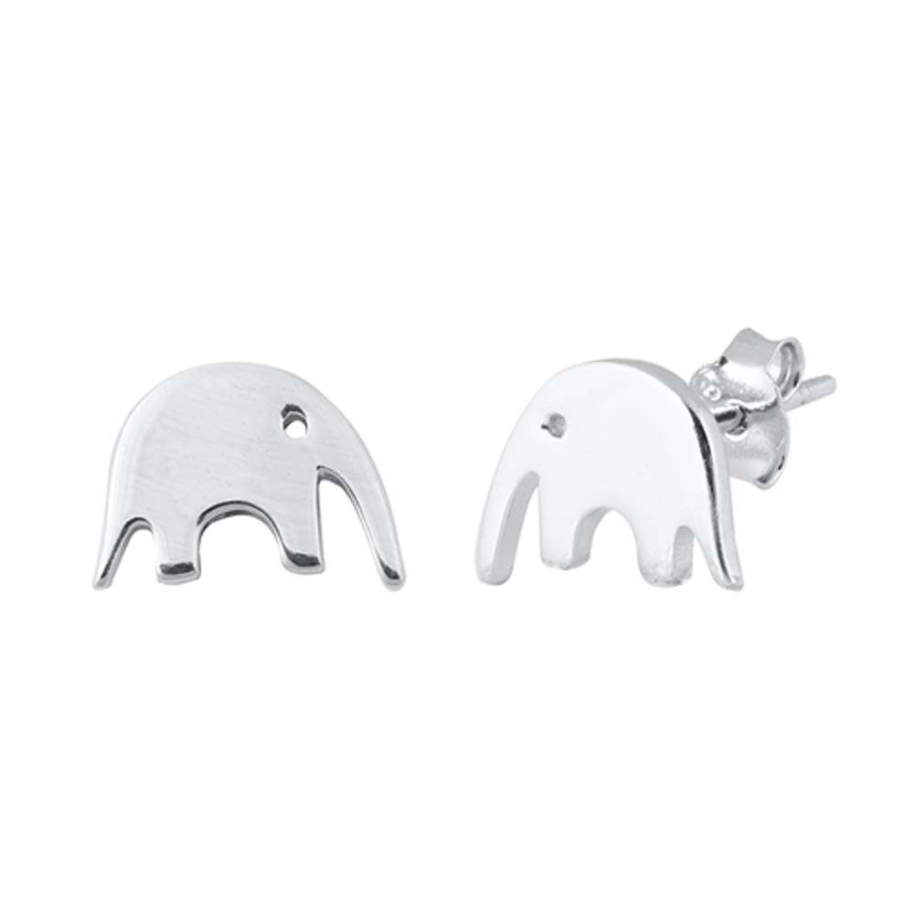 Sterling Silver Rhodium Plated Elephant Small Stud Earrings