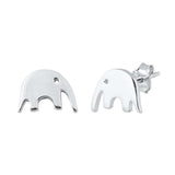 Sterling Silver Rhodium Plated Elephant Small Stud Earrings