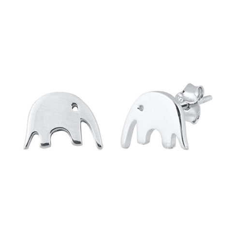 Sterling Silver Rhodium Plated Elephant Small Stud Earrings