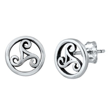 Load image into Gallery viewer, Sterling Silver Oxidized Triskelion Small Stud Earrings