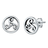 Sterling Silver Oxidized Triskelion Small Stud Earrings