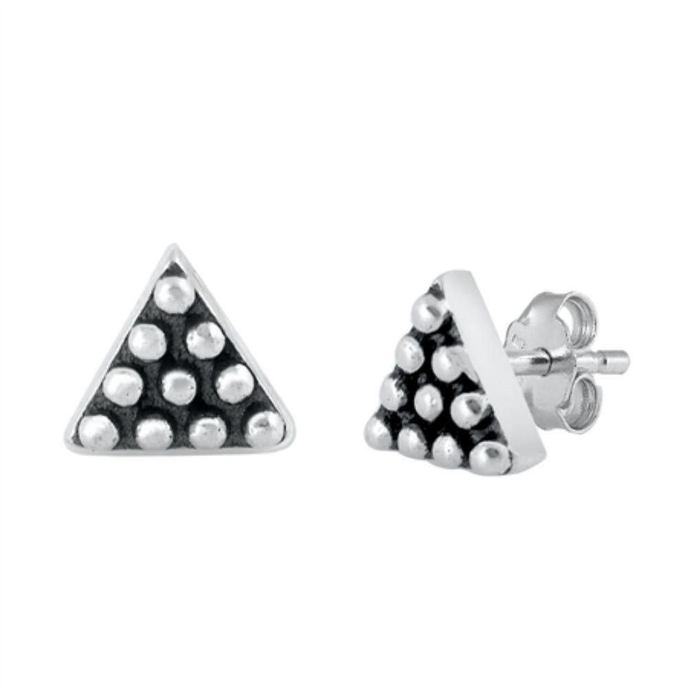 Sterling Silver Oxidized Bali Triangle Earrings - silverdepot