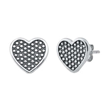 Load image into Gallery viewer, Sterling Silver Oxidized Heart Small Stud Earrings