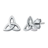 Sterling Silver Rhodium Plated Triquetra Small Stud Earrings