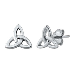 Sterling Silver Rhodium Plated Triquetra Small Stud Earrings