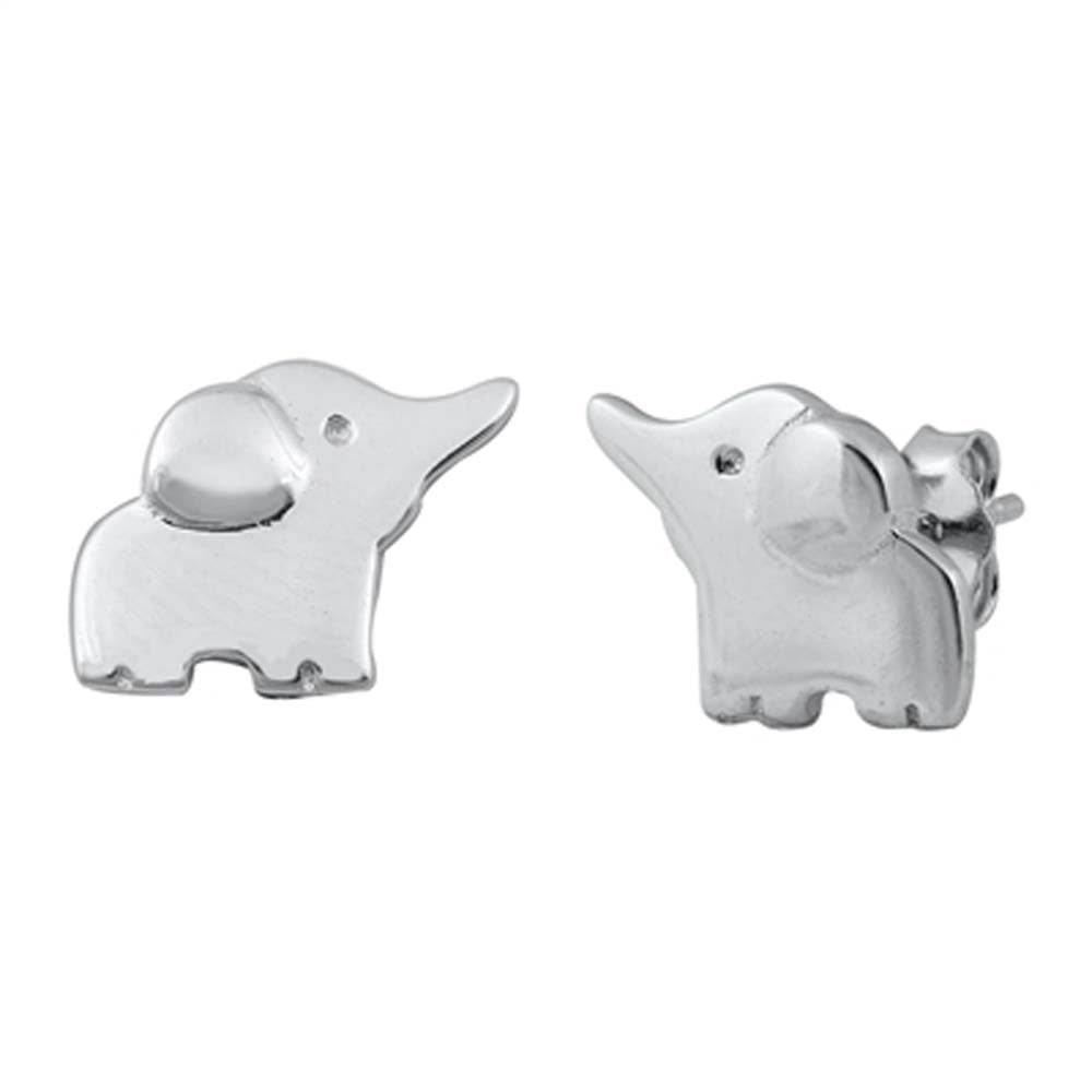 Sterling Silver Rhodium Plated Elephant Small Stud Earrings