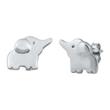 Sterling Silver Rhodium Plated Elephant Small Stud Earrings