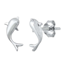 Load image into Gallery viewer, Sterling Silver Rhodium Plated Fish SmallStud Earrings