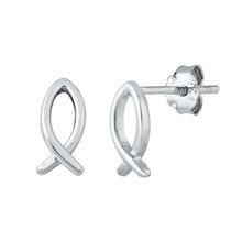 Load image into Gallery viewer, Sterling Silver Rhodium Plated Christian Faith Small Stud Earrings