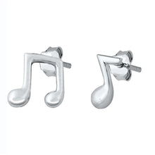 Load image into Gallery viewer, Sterling Silver Rhodium Plated  Musical Note Small Stud Earrings