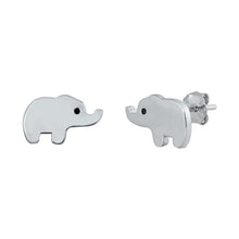 Load image into Gallery viewer, Sterling Silver Rhodium Plated Elephant Small Stud Earrings