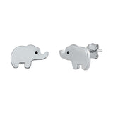 Sterling Silver Rhodium Plated Elephant Small Stud Earrings