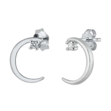 Load image into Gallery viewer, Sterling Silver Rhodium Plated Crescent Moon Small Stud Earrings
